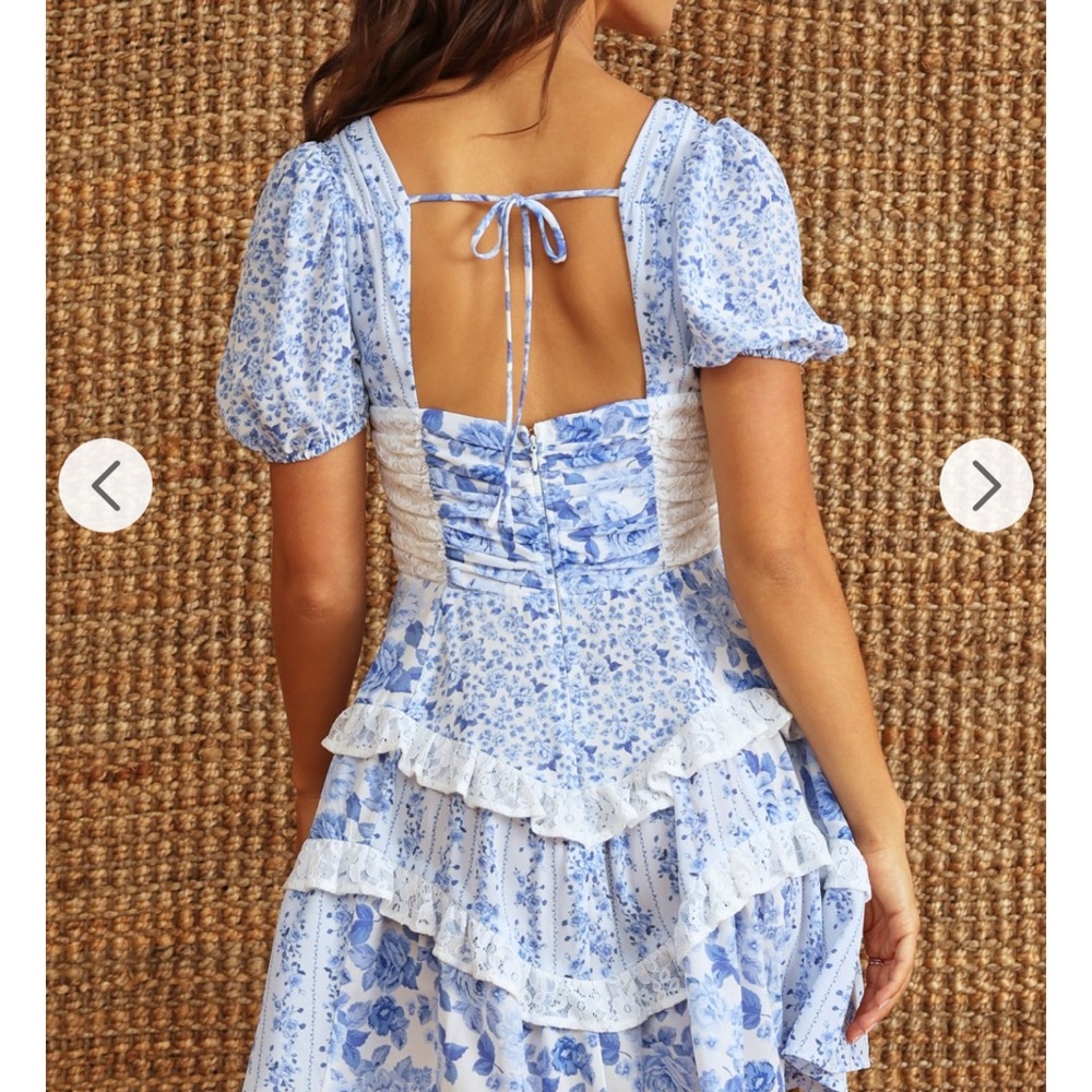 Altar'd State Blue and White Ruffled Maxi Dress - Picture 4 of 4